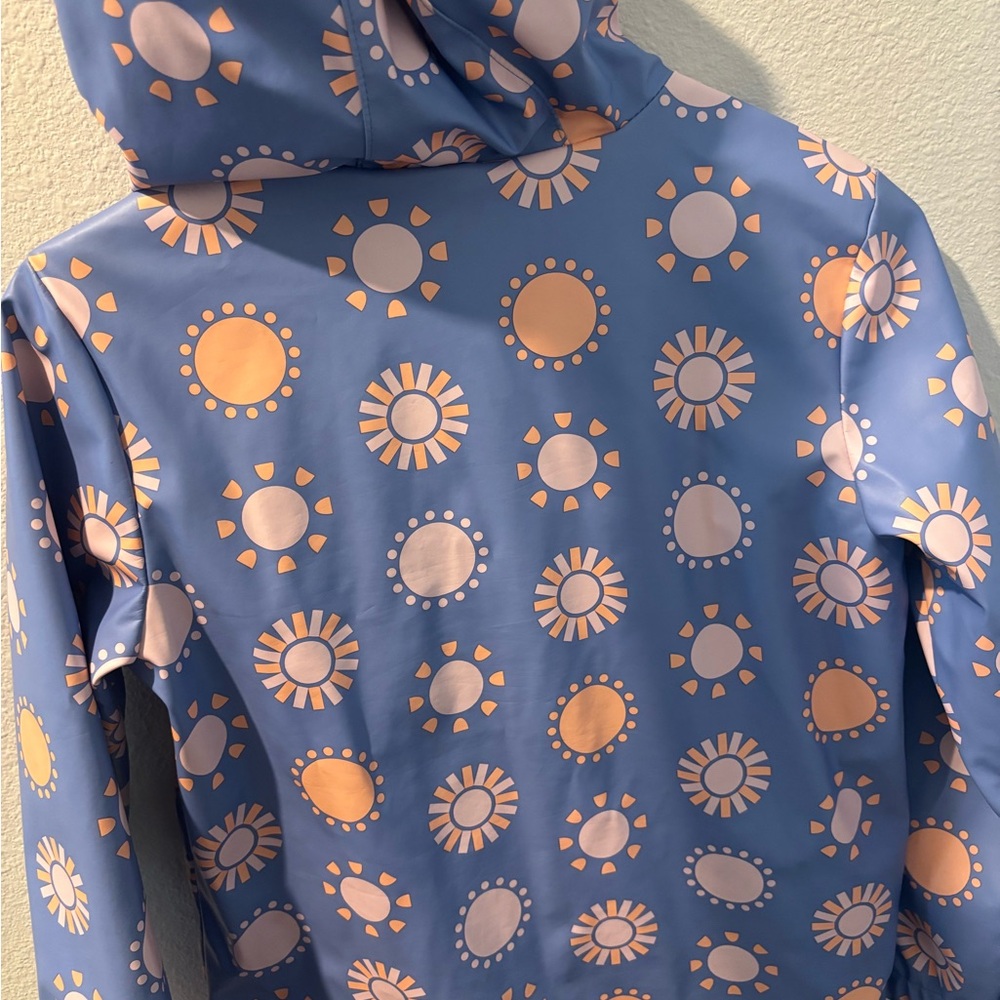 Cat & Jack Blue Raincoat with Pink Sun Patterns